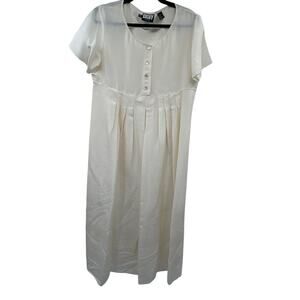 DKNY Petite 100% Silk Cream Dress P12 Vintage 90s Minimalist Pleated Lagenlook